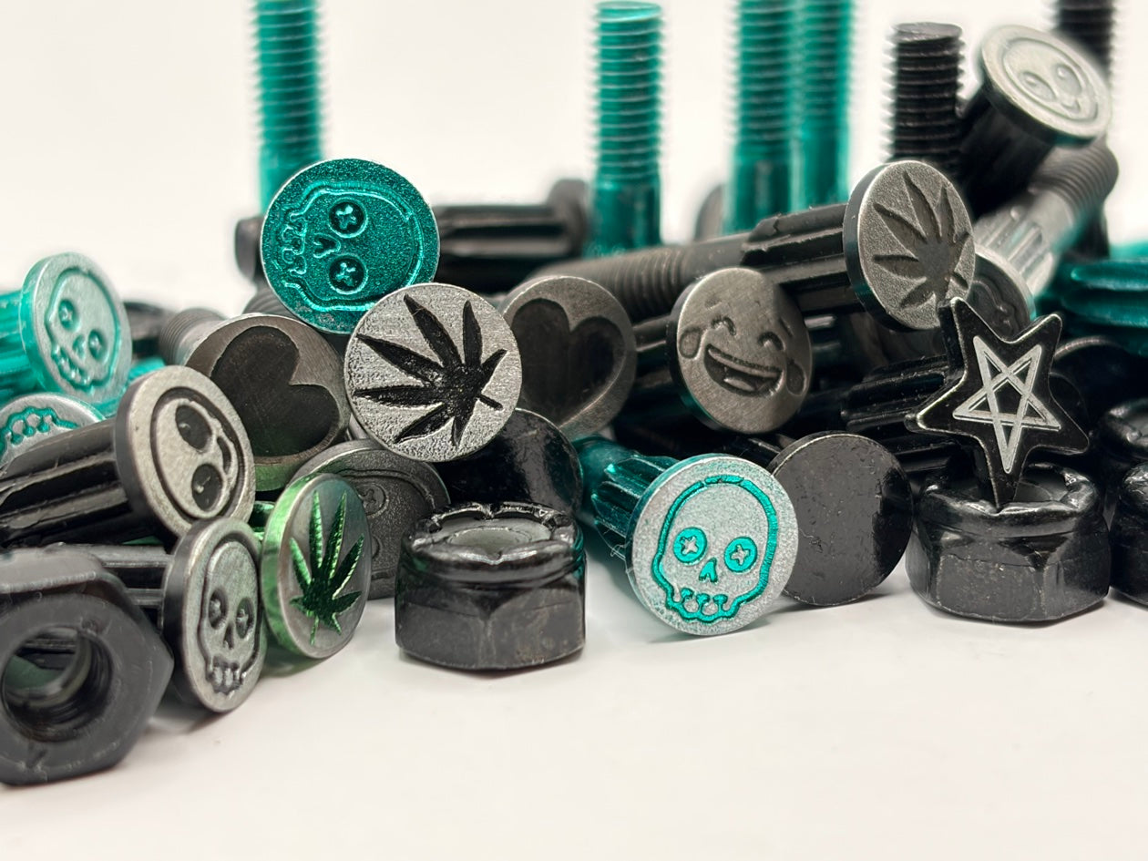 Pile of engraved Screw City bolts